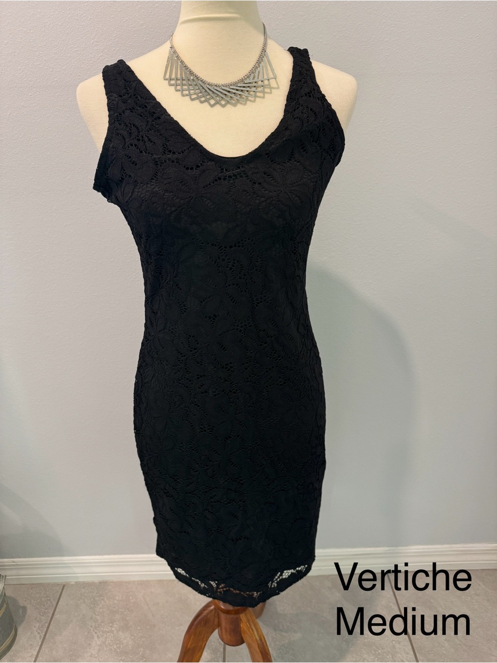 Black Lace Midi Dress - Black